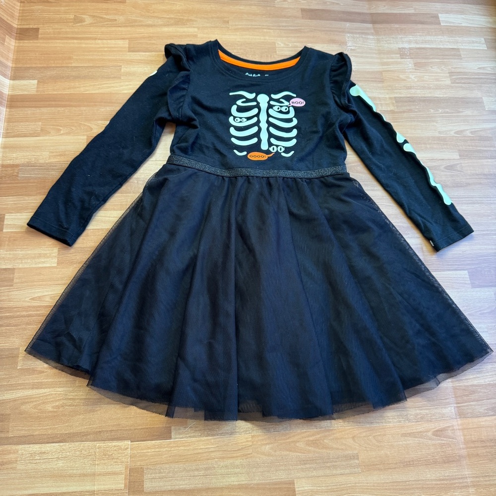 Cats and Jack Halloween skeleton, black long sleeve dress size 5T